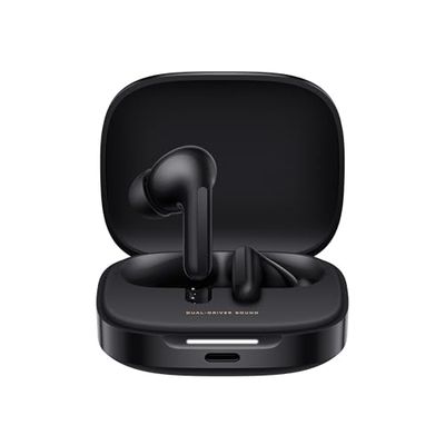 Xiaomi Redmi Buds 6 Black - czas pracy baterii 42 h, dźwięk Hi-Fi z dwoma sterownikami, 49 dB ANC, 4 tryby EQ, redukcja szumów AI, szybkie ładowanie, Bluetooth 5.4, obsługa Google Fast Pair
