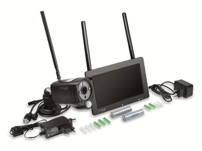Technaxx Germania Set di videocamere di sorveglianza di sicurezza Wireless FullHD Touchscreen Monitor da 7 pollici PIR Visione diurna e notturna Funzione di allarme Notifiche TX-128
