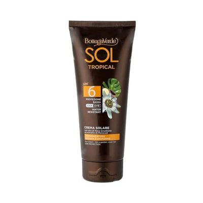 Bottega Verde - SOL Tropical, Crema Solare Corpo, 200 ml, SPF 6, Idratante e Profumata, Arricchita con Olio di Noce Brasiliana ed Estratto di Maracujà, Protezione Bassa, Ideale per Fototipo 5 e 6