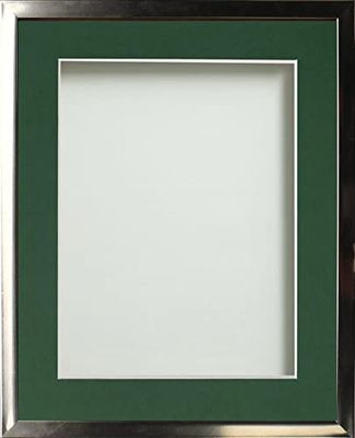 Frame Company Drayton Range Chrome Effect Photo Frame with Bottle Green Mount, 20x16 for image size A3