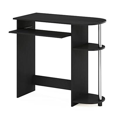 Furinno Biurko komputerowe, drewno inżynieryjne, Americano/stal nierdzewna, 40,01 (gł.) x 80,01 (szer.) x 73,03 (wys.) cm