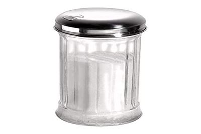 APS doseur de sucre, distributeur de sucre, saupoudreur de sucre, couvercle à vis avec clapet en acier inoxydable, avec clapet de dosage, Ø 7,5 cm, 13, 5 cm de hauteur, pour un contenu de 320 ml
