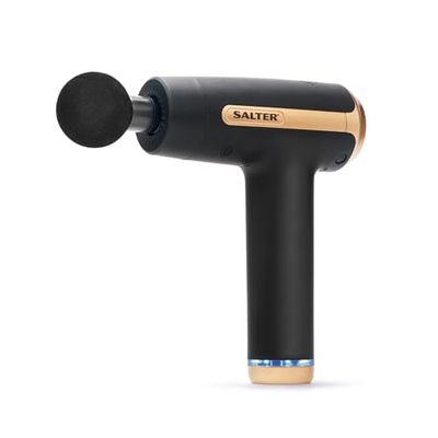 Salter EE6817BLKSTKEU7 Premium Muscle Massage Gun, Handheld Sports Recovery Massager, 6 Interchangeable Shiatsu Heads & Storage Case, 30 Intensity/Speed Options, Inbuilt Rechargeable 200mAh Battery