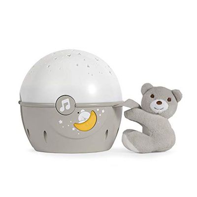 Chicco Next2Stars Babynachtlamp, neutraal | Starlight-projector voor babybedjes en wiegjes, geluidssensor, 3 lichteffecten en muziek, 1 stuk