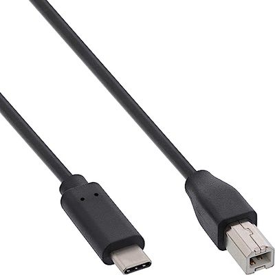 InLine 35766 USB 2.0-kabel, USB type-C stekker naar B-stekker, zwart, 0,5 m
