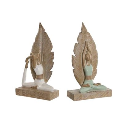 Home ESPRIT Decorative Figure White Green Scandi 15.5 x 7.5 x 26.5 cm (2 Units)