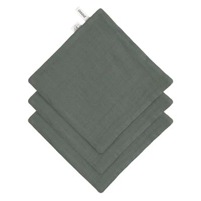 LÄSSIG Zestaw 3 muślinów flanelowych dla niemowląt/Muslin/Terry Washcloth 3-częściowy zestaw Petrol Green
