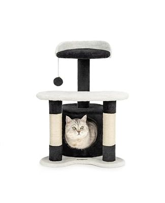 lionto Arbre à Chat Arbre à Grimper griffoir pour Chat Hauteur 65 cm, Noir/Blanc