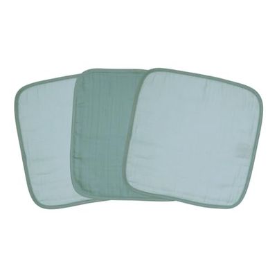 Worner Muslin Wash Cloths Pack of 3 30 x 30 cm Mint Ice Blue