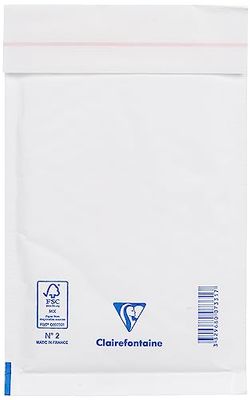 Clairefontaine - Ref 7331C - Extra White Kraft Padded Peel and Seal Envelopes - 115 x 215mm Size, 80gsm White Kraft Paper, 35 Micron Bubble Wrap - Film Wrapped Pack of 10