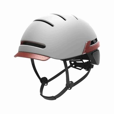 Urban Prime Urban Helmet Casque avec Feux et Clignotants sans Fil, Unisexe, Adulte, Blanc Gris Clair, Taille Unique