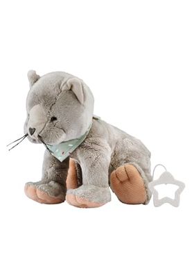 Sterntaler Muziekdoos L kat Lilly - muziekdoos van pluche materiaal - knuffeldier wasbaar met uitneembare muziekdoos, Brahms slaaphulp, werkt rustgevend thuis en onderweg, grijs