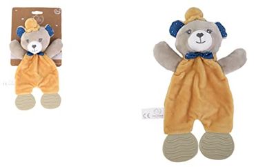 DODO D'AMOUR - Bijtringknuffel - Beer - 027390 - Mosterdgeel - Fleece - Geboorte - Knuffel - Baby - Geruststellend - Zacht - Wasbaar - 25 cm x 10 cm - Vanaf 0 maanden.