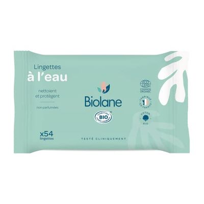 BIOLANE – Ropa de agua orgánica – 54 toallitas naturales y orgánicas compuestas de 99 % de agua para todo el cuerpo de bebé– Se pueden utilizar desde el nacimiento – pieles sensibles – Fibra 100 % biodegradable