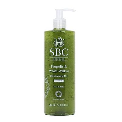 SBC Skincare Propolis & White Willow Moisturising Gel 500ml - Lightweight, Face and Body Gel Moisturiser for Sensitive, Reactive or Blemish-Prone Skin