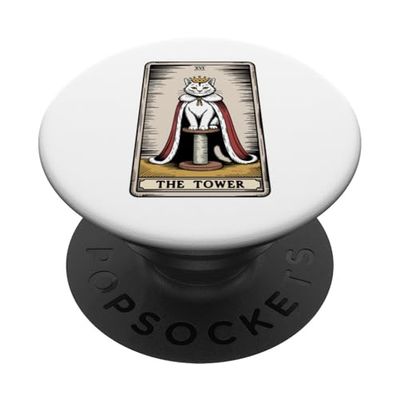 La Torre Gato Tarot Carta Gato Rascador Poste Árbol Gato PopSockets PopGrip Adhesivo