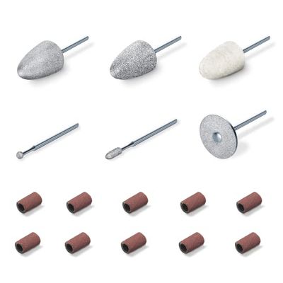Beurer Set Di Accessori Di Ricambio Compatibile Con Il Dispositivo Beurer Mp 52, 6 Accessori Per Manicure E Pedicure In Zaffiro E Feltro, Per Mani E Piedi Curati