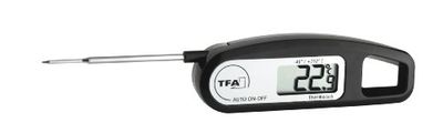 TFA Dostmann Thermo Jack thermomètre digital à piquer, 30.1047.01, idéal pour contrôler la température (viande, rôti, aliments pour bébés), polyvalent, lavable, noir