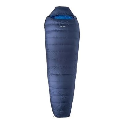 LOWLAND OUTDOOR 5, Sacco a Pelo Kibo Unisex Adulto, Blu Navy/Blu, 225 x 80 cm (Länge INKL. Haube)