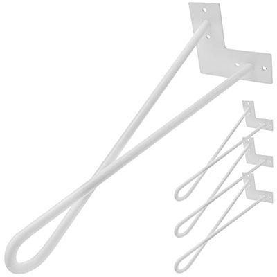 PrimeMatik - Pés para mesa e móvel pernas em aço 2 hastes 41 cm branco 4 pacote modelo Bucle