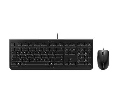 CHERRY DC 2000, ensemble clavier et souris filaire, Disposition italienne (QWERTY), Plug & Play via 1 port USB, Design plat, Souris symétrique, Noir