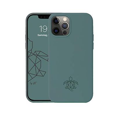 turtleandcase Hoes compatibel met iPhone 12/12 Pro en gratis pantserglas, dunne en schokbestendige beschermhoes voor iPhone 12/12 Pro 6,1 inch (dennengroen)