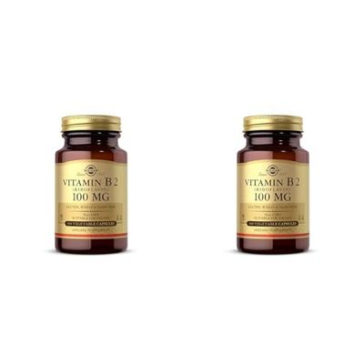 Solgar Vitamin B2 (Riboflavin) 100 mg Vegetable Capsules - Pack of 200 - Supports Energy Production - Can Help Reduce Tiredness and Fatigue - Vegan and Gluten-Free