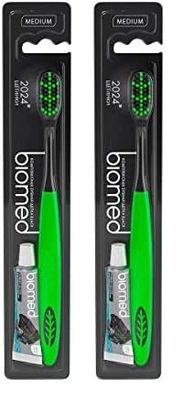 BIOMED BLACK Cepillo de Dientes, Verde (Paquete de 2)