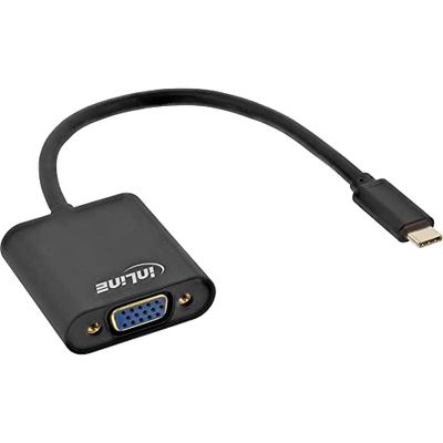 InLine 64104B USB Display Converter, USB Type-C Mannelijk naar VGA-bus (DP Alt Mode), zwart, 0,2 m