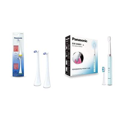 Panasonic - 2 Cabezales Universales para Cepillos de Dientes Eléctricos por Ultrasonidos + 2 Cabezales Incluidos para el Cepillo Eléctrico Panasonic EW-DM81