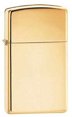 Zippo 1654B Lighter 60001177 Polished Slim Petrol Lighter, Brass, Brass High Polish, 1 x 3.5 x 5.5 cm, Gold