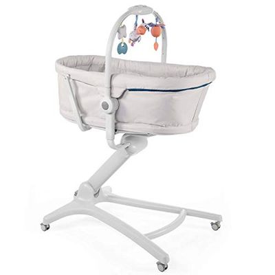 Chicco - Multifunctioneel Wiegje Baby Hug 4 in 1 - 0 tot 36 Maanden - Verstelbaar naar Eetstoel - 4 Mogelijke Configuraties - 4 Wielen - Glacial