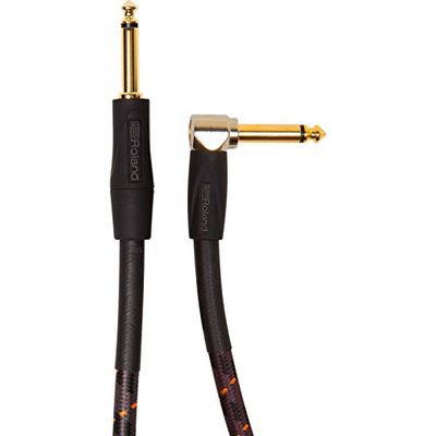 Roland Gold Series Patch/Pedal Cable - Straight To Right-Angle 1/4-Inch Connectors, Black Ric-G20A