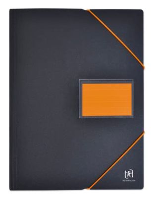 OXFORD Pack of 15 A4 Student Document Sleeves with 120 Pages / 60 Pockets Polypropylene Cover Two-Tone Black/Orange