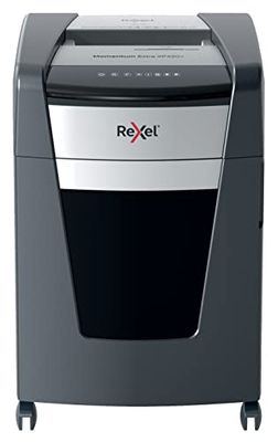 Rexel XP420+ Dokumentförstörare med Cross-cut, Strimlar 23-21 (70-80 g/m2) Pappersark Åt Gången, Säkerhetsklass P4, Anti Jam-teknologi, Utdragbar 60-literskorg, Svart, Momentum Extra, 2021421XEU