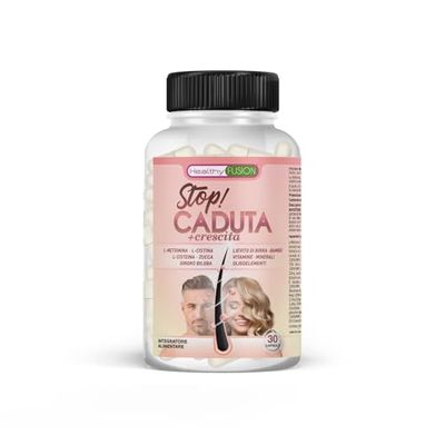 Healthy Fusion Stop Caduta | Integratore Anticaduta Dei Capelli Per Uomini E Donne | Capelli più forti | Trattamento Anticaduta | Capelli rivitalizzati | Biotina Vitamina B12, C, Ferro, E | 30 Capsule