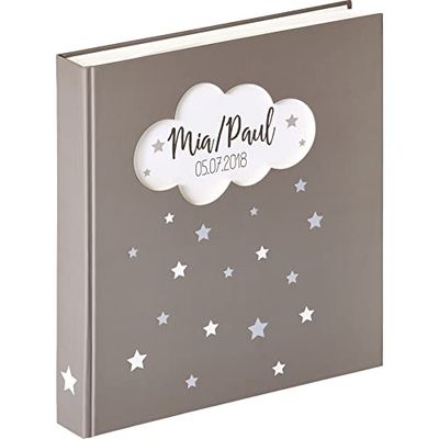 walther Design Photo Album Anthracite 28 x 30,5 cm Baby Album with Cover Punching and Foil Embossing, Baby Magical UK-205