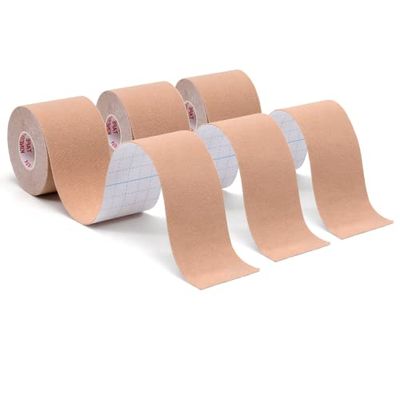 Carehabi Bande de kinésiologie de sport pour les muscles, 5 m x 5 cm, bande de kinésiologie étanche & élastique pour le sport, 3 rouleaux (1 x Beige, 1 x Beige, 1 x Beige)