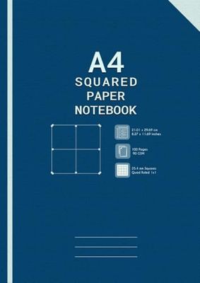 A4 Squared Paper Exercise Notebook: 25 mm Squares Grid Paper Notebook A4 | Graph Paper A4 Pad | 100 Pages, 90gsm | 25mm (1x1) Grid Ruled Note Book | ... and Math)...| Office ,School, Home, Work