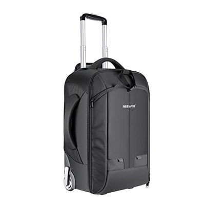 NEEWER Trolley 2 in 1 con doppia asta, scomparto imbottito rimovibile per fotocamere SLR/DSLR, treppiede, obiettivo e altri accessori (nero/verde)