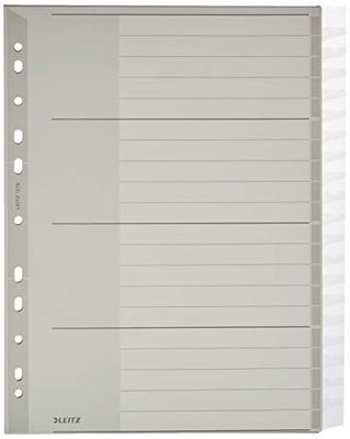 Leitz 12780000 Plastic Index Blank A4 Polypropylene - Grey, 20 Sheets
