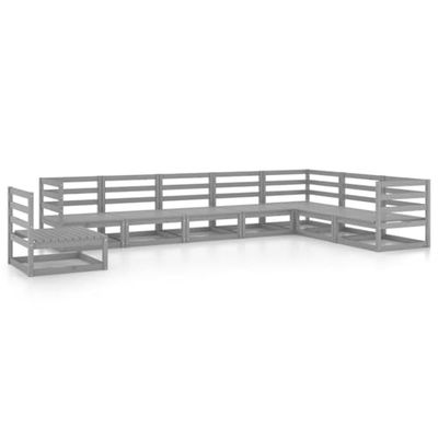 vidaXL Bois de Pin Massif Salon de Jardin 8 pcs Meubles d'Extérieur Mobilier de Patio Ensemble de Meubles de Terrasse Mobilier de Jardin Gris