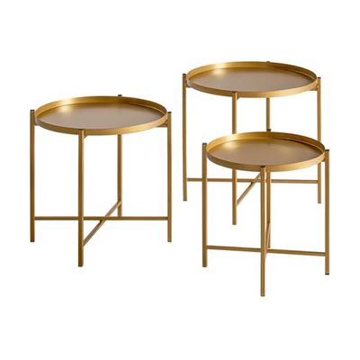 Lastdeco Table Basse 3 Tables d'appoint en Fer Doré
