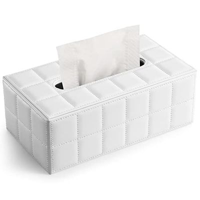 KINGFOM Porta fazzoletti in Pelle, 25 x 14 x 9.5CM,Bianco