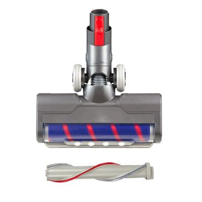 Vacuum Cleaner Head for Hardwood and Short Carpet Compatible with Dyson V7 V8,Fluffy Floor Attachment with LED Headlights,Motorized Brush with Bristle &Soft Roller