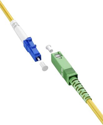 goobay 59651 Câble à fibre optique (FTTH) / monomode (OS2) Simplex/SC APC (8°) mâle vers LC-UPC (8°) mâle/Câble à fibre optique / 5 mètres