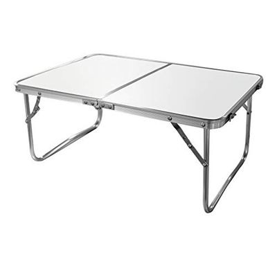 AKTIVE Strandtafel, inklapbaar, strandtafel, 60 x 40 x 25 cm, crèmekleurig, metalen frame, houten plaat, kleine campingtafel, veiligheidssluiting (52812)