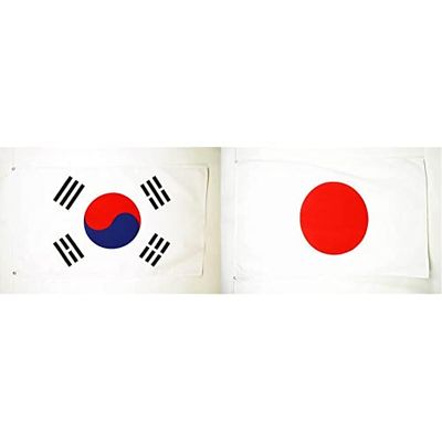 AZ FLAG Bandera de Corea del Sur 150x90cm - Bandera SURCOREANA 90 x 150 cm poliéster Ligero & Bandera de JAPÓN 150x90cm - Bandera JAPONÉSA 90 x 150 cm poliéster Ligero