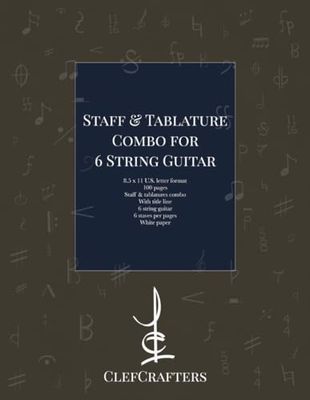 Staff & Tablature Combo for 6 String Guitar: With Title Line