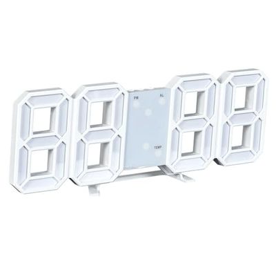 BE MIX, HT0118 - Despertador Digital 3D, diseño Moderno y Elegante, programación fácil de Las alarmas, Pantalla LED Clara y Luminosa, versatilidad y funcionalidad, Blanco